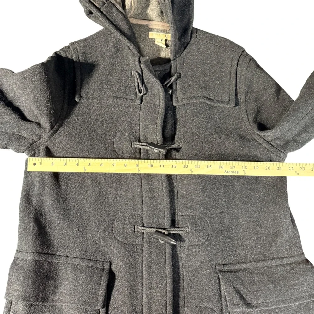 Vintage J. Crew Mens Dress Coat Medium Charcoal Gray‎ Lined Hooded Wool Blend